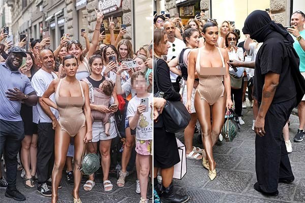 View - 	Vợ Kanye West gây náo loạn đường phố Italy với trang phục bó sát