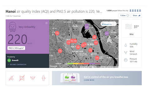 Việt Nam ô nhiễm, AirVisual đo chỉ số không khí thế nào?