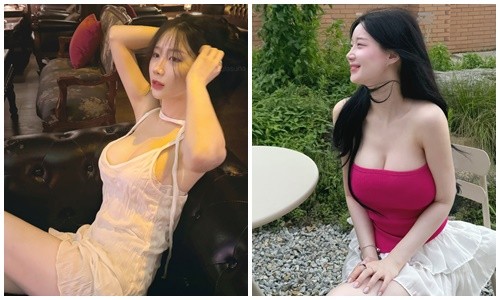 View - 	Hot girl mê mặc váy áo mỏng xẻ ngực sâu khoe vòng một