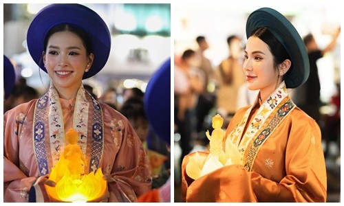 View - 	Tiểu Vy Diệp Lâm Anh mặc Việt phục ở Đại lễ Vesak 2025