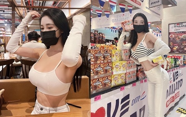 View - 	Hot girl người Malaysia diện đồ tập siêu ngắn đi siêu thị