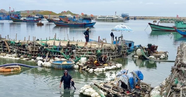 View - 	Vũng neo đậu tàu thuyền Lý Sơn bị bè hút cát lấn chiếm