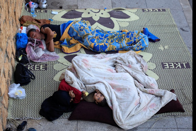 Displaced families shelter amid ongoing conflict, in Beirut