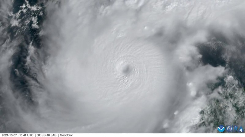 A satellite image shows Hurricane Milton