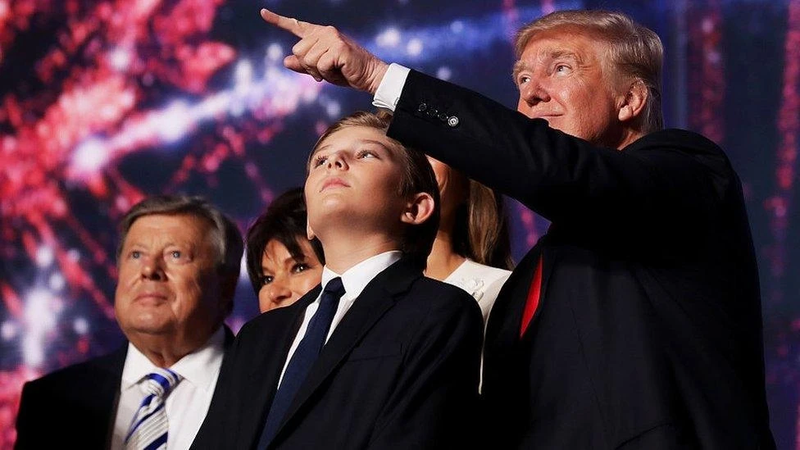 Youngest son Donald Trump attracted attention when appearing with his father