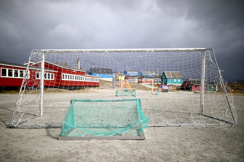 A soccer goal is pictured in Qeqertarsuatsiaat