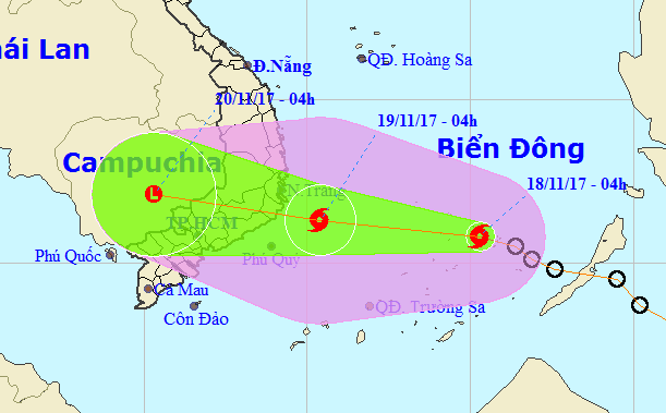 Bao so 14 giat cap 11 se do bo Phu Yen - Khanh Hoa sang ngay 19/11