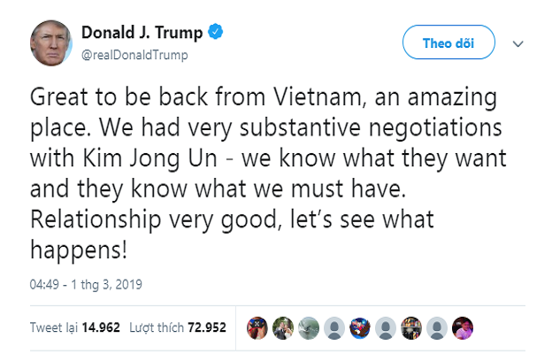 Tong thong Trump: “Viet Nam la dat nuoc tuyet voi”