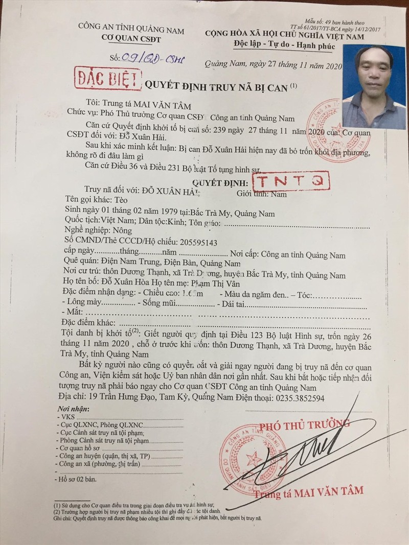 2 vu no sung o Quang Nam: Nghi pham bi truy na dac biet la ai?