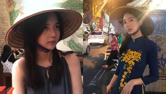 Co gai ngoai quoc mac ao dai, doi non chup anh gay tranh cai-Hinh-7