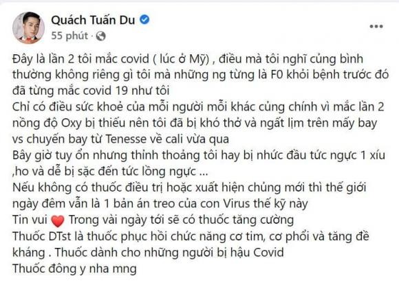 Ca si Quach Tuan Du bi nhiem COVID-19 lan 2 sau 4 thang