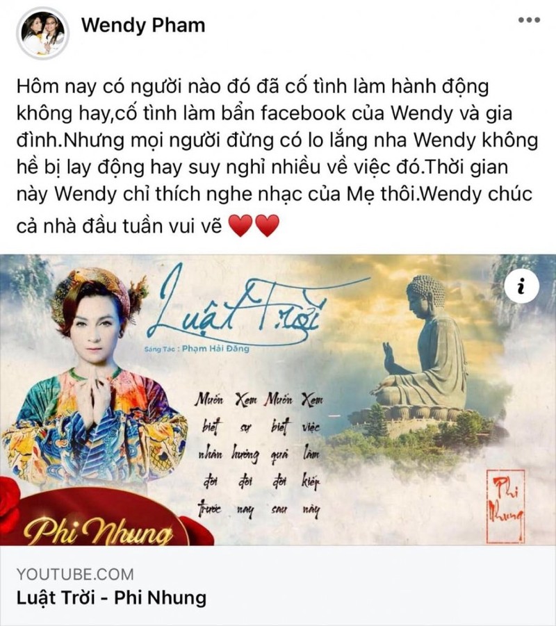 Con gai Phi Nhung tiet lo ai do co tinh lam ban Facebook cua co