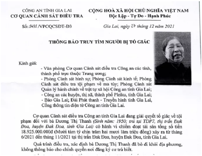 Cu ba 72 tuoi lua dao 19 ti dong, cong an tim bi hai