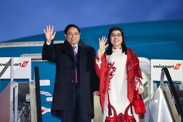 Thu tuong Pham Minh Chinh toi Thuy Si, bat dau chuyen cong tac du WEF Davos 2024