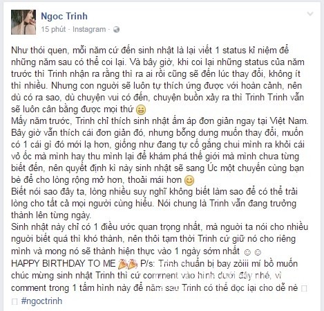 Chia tay dai gia, sinh nhat Ngoc Trinh nam nay khac gi nam truoc?