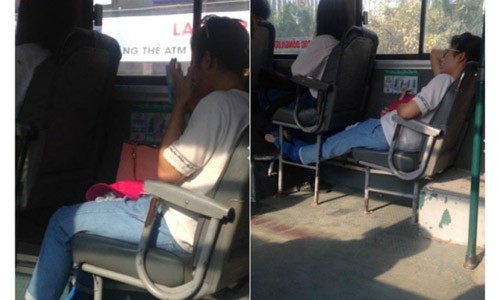 Hanh dong vo duyen cua co gai tren xe bus gay uc che