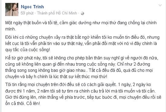 Ngoc Trinh phat hien them su that moi sau khi chia tay dai gia?