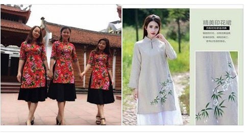 Tranh cai mot ao dai ket hop vay xoe gioi tre dien Tet