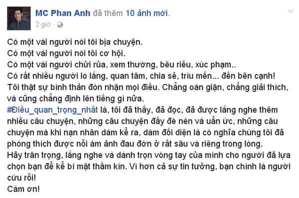Chi Trung, Hoang Bach ung ho MC Phan Anh dap tra nguoi “nem da“