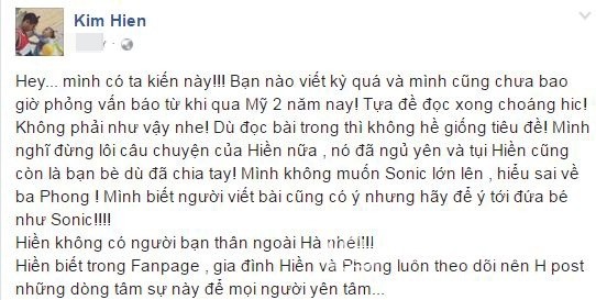 Kim Hien len tieng truoc “tin don” chong cu ngu voi ban than