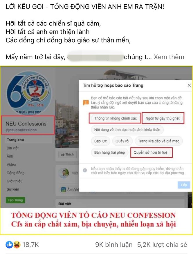Cong dong mang lien tiep “report”, them mot fanpage lon “bay mau“