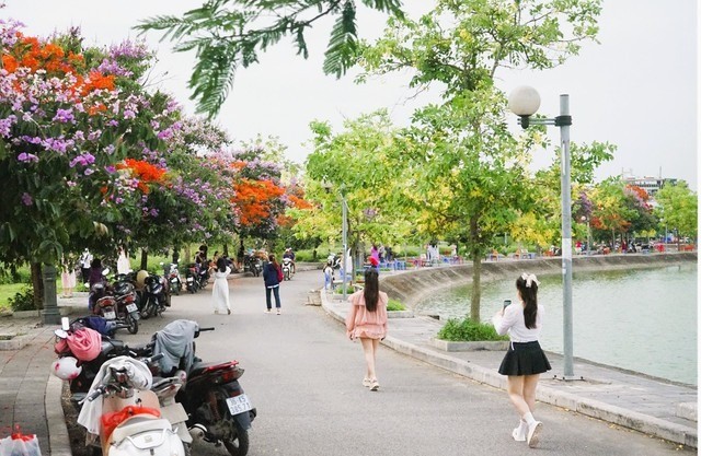 View - 	Đường hoa đẹp như xứ Hàn, giới trẻ thi nhau check-in