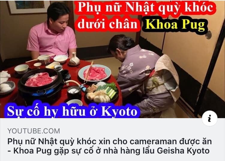 Kem hieu biet, thich the hien Khoa Pug bi to dung chuyen trong clip o Nhat