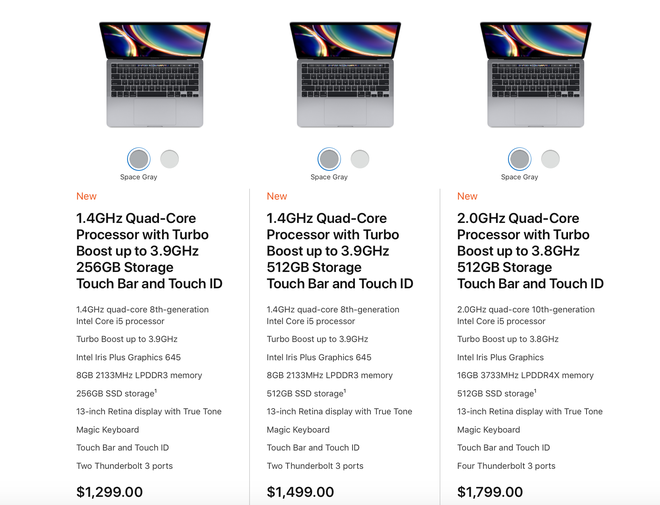 Ra mat MacBook Pro 13” 2020 khoe hon voi chip Intel Core the he 10