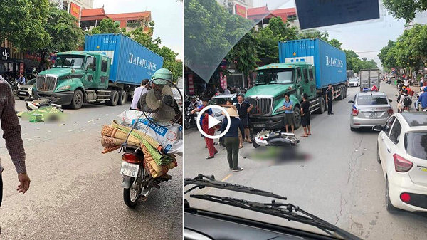 Xe may va cham container, mot chien si cong an thiet mang