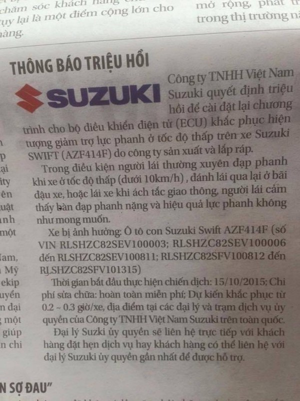 Viet Nam Suzuki am tham trieu hoi ca ngan xe Swift loi