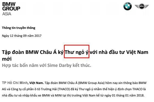 BMW Viet Nam chinh thuc “ve tay” Thaco Truong Hai