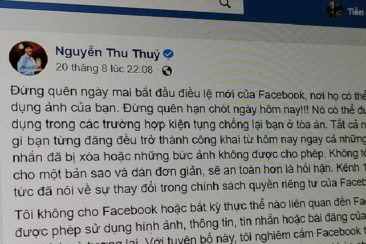 Nhieu nghe si Viet mac lua dieu le moi cua Facebook