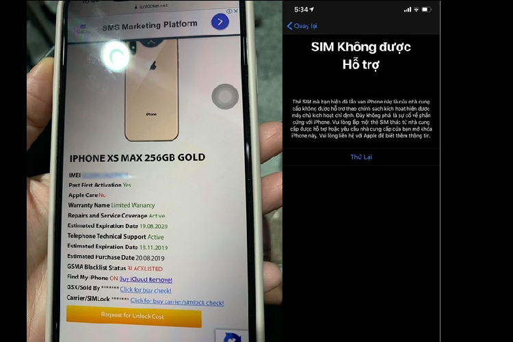 Mua iPhone XS Max quoc te, dung 1 thang thanh may lock tai VN