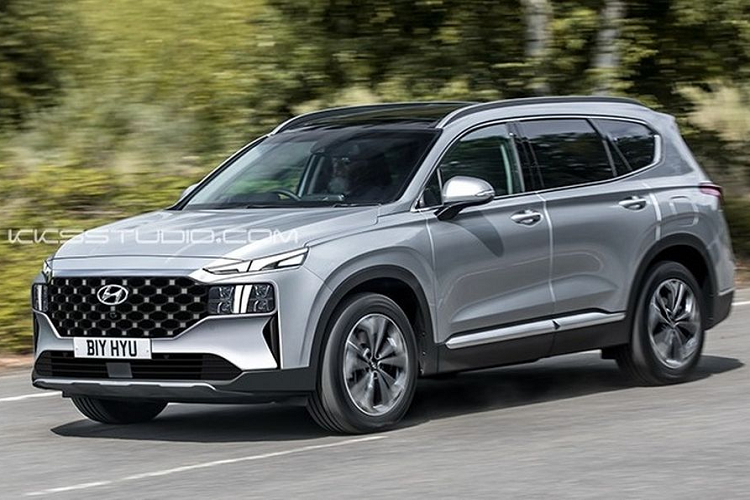 Hyundai SantaFe 2021 phien ban nang cap he lo ngoai hinh