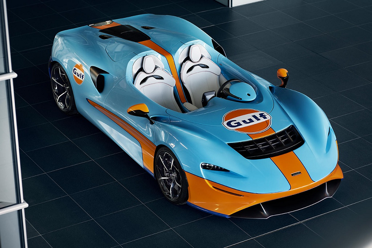 Sieu xe khong mui McLaren Elva Gulf Theme sap ra mat