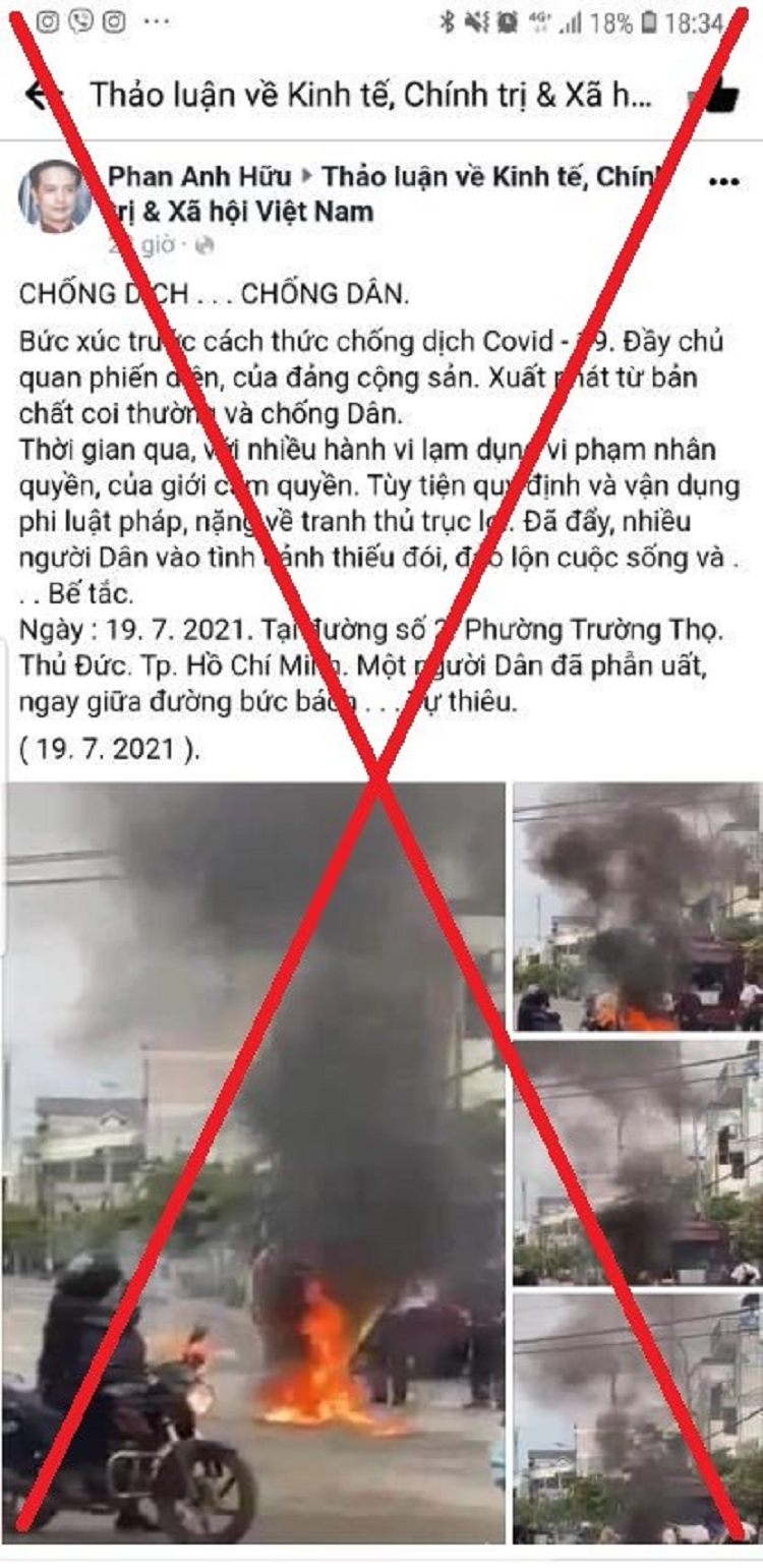 TP Ho Chi Minh phan hoi thong tin sai su that ve viec nguoi dan buc xuc tu thieu