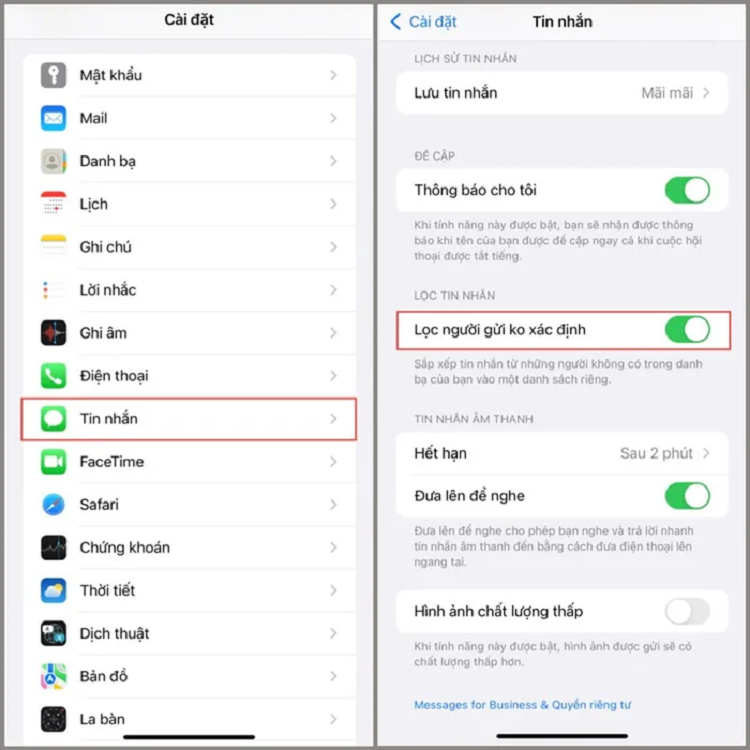 Cach an tin nhan den tu nguoi la tren iPhone cuc don gian