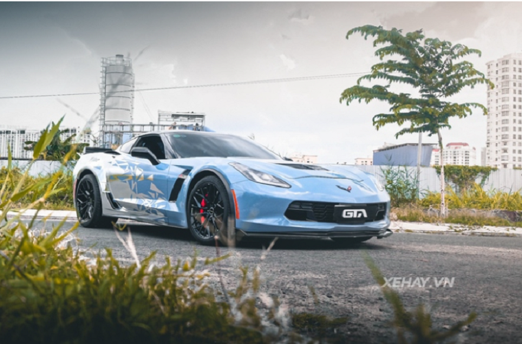 Ngam chiec Chevrolet Corvette C7 Z06 xanh duong doc nhat Viet Nam-Hinh-2