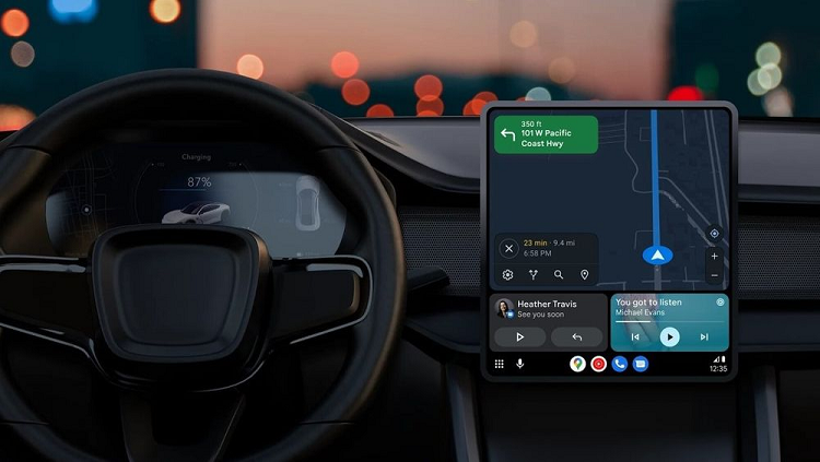 Android Auto da co giao dien moi giong Apple CarPlay