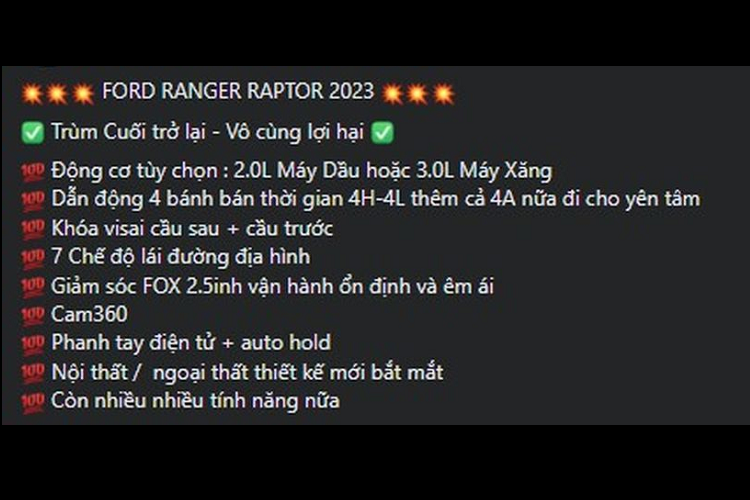 Ford Ranger Raptor 2023 hon 1,3 ty se de tay khach Viet thang 4/2023-Hinh-2