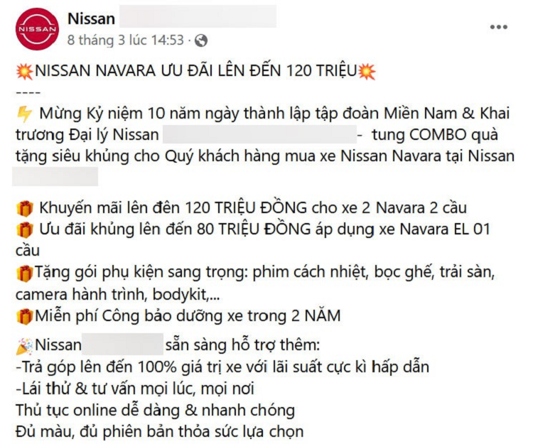 Nissan Navara tai Viet Nam dang giam gia ky luc, toi 120 trieu dong