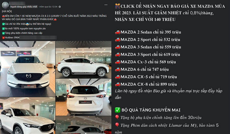 Mazda CX-8 tai Viet Nam ban ra chua den 900 trieu dong