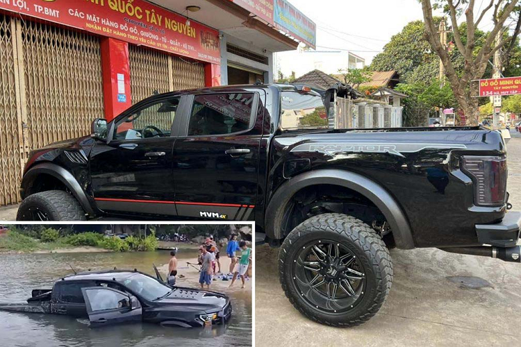 Ford Ranger Raptor bi ngap nuoc rao ban toi 1,2 ty tai Lam Dong