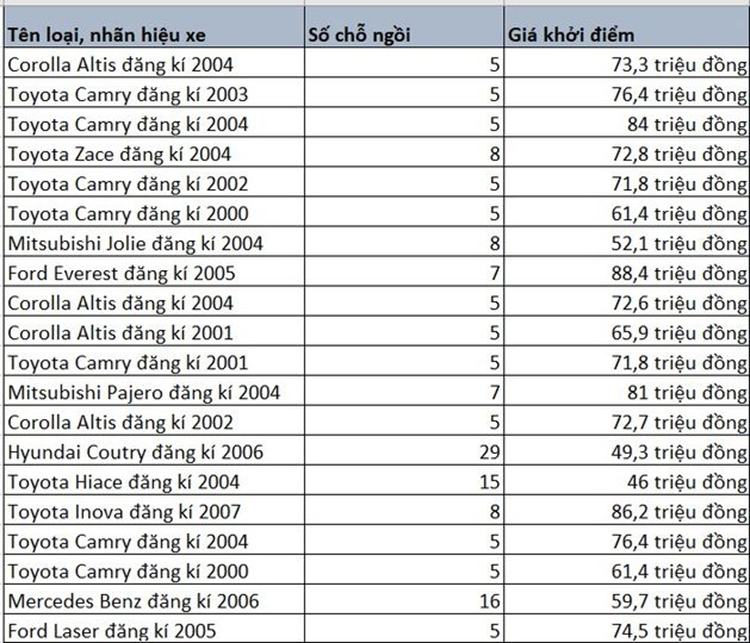 Bo Cong Thuong dau gia 20 oto Toyota, Mercedes, Mitsubishi, Ford-Hinh-2