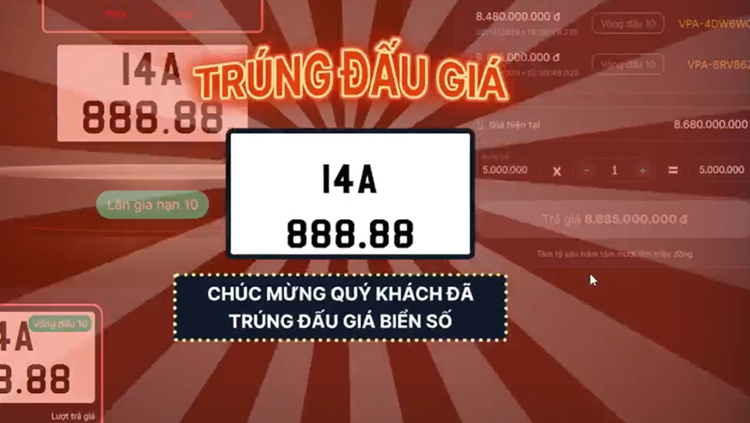 Dai gia Viet chi 8,68 ty dong, tau bien so 14A-888.88