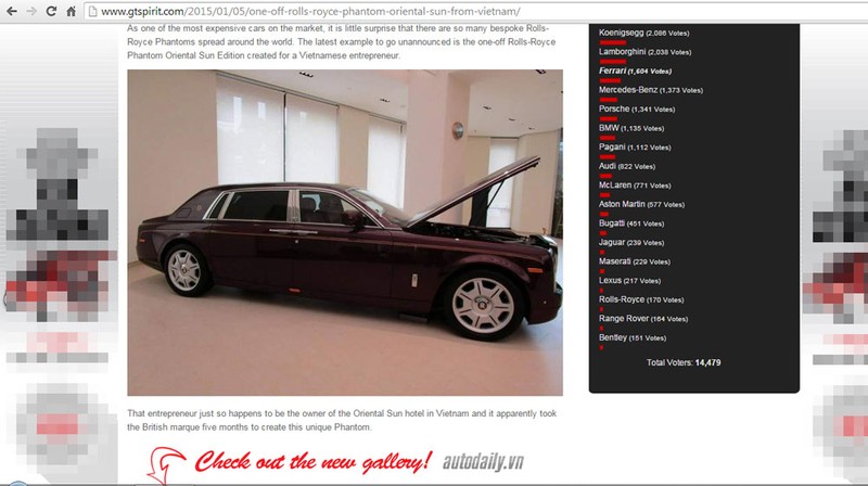 Rolls-Royce cua dai gia Viet len web sieu xe the gioi