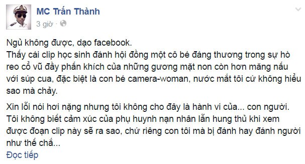 MC Tran Thanh soc voi clip nu sinh Tra Vinh danh nhau-Hinh-2