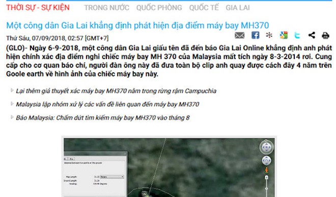 Nguoi cung cap tin may bay MH370 cho bao Gia Lai la ky su trac dia