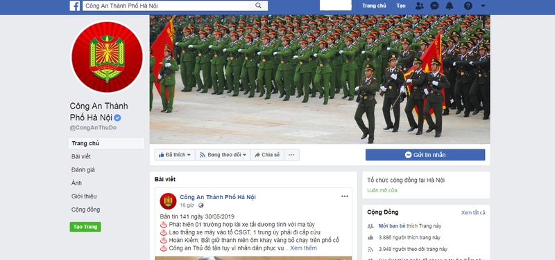 Cong an TP Ha Noi mo fanpage tren Facebook tiep nhan thong tin