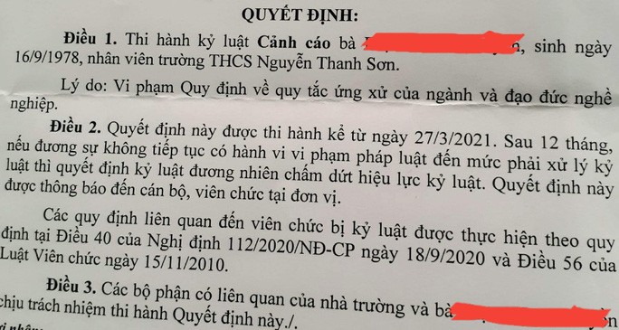 An Giang: Ky luat nu nhan vien to cao hieu truong gui video nhay cam